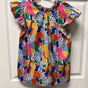 Colorful Ruffle Sleeve Top